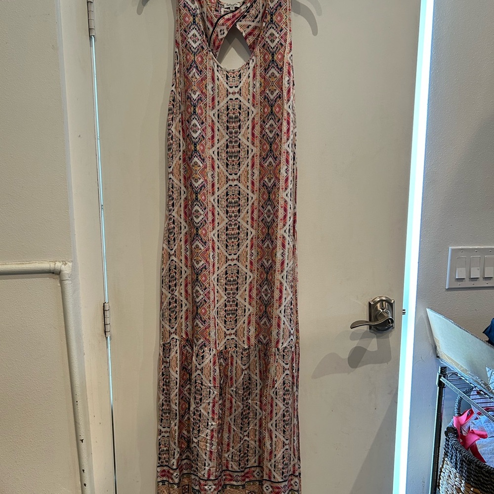 Splendid Red and Pink Sleeveless Maxi Dress
